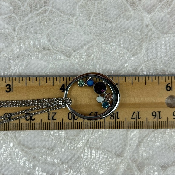 NEW Lia Sofia Elegant Silver Adjustable Necklace with Multicolor Faux Gemstones - Picture 11 of 13